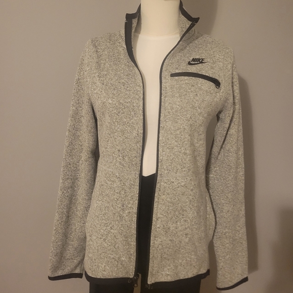 Nike Summit Knit Fleece Full Zip Jacket Heather Gray Black Women’s Size Small - Picture 2 of 8